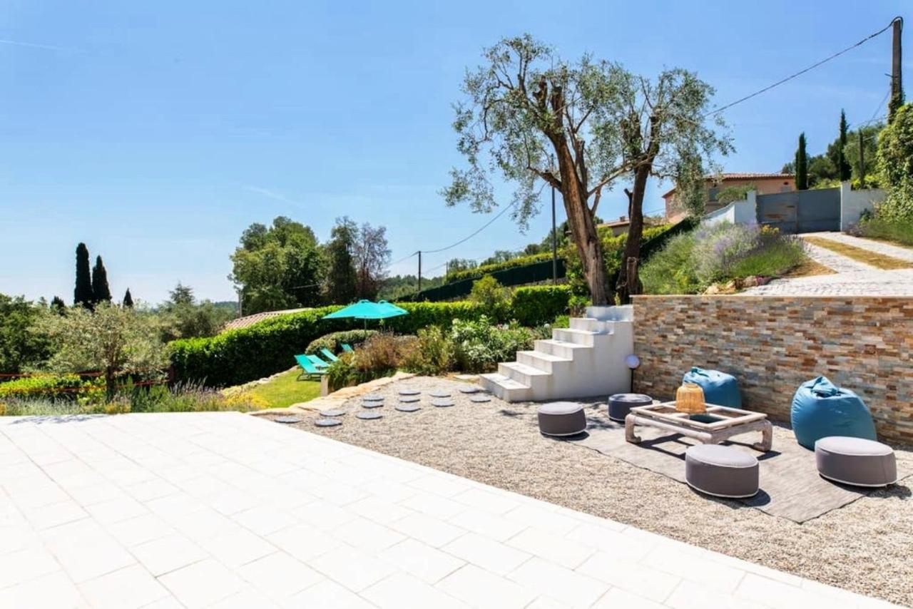 Cote D'Azur, Villa New Gold Dream With Heated And Privat Pool, Sea View Le Rouret Eksteriør billede
